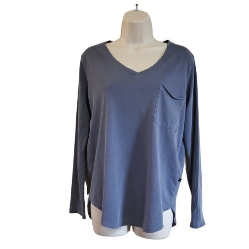 Sol Angeles Anthropologie V-Neck Knit T-Shirt Tee Top S Blue New